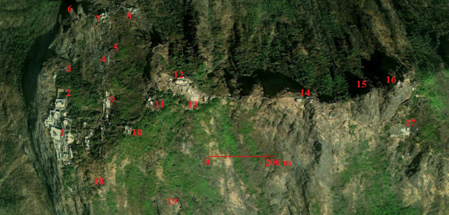 Ch 20, Fig , Aerial photograph of some important sites on the central ridge